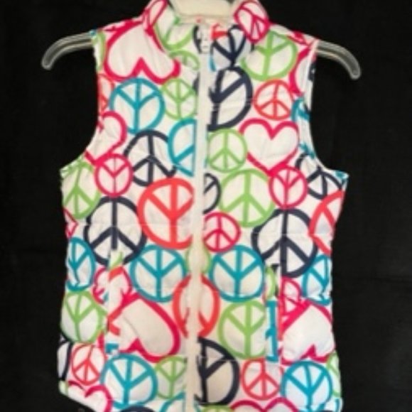Old Navy Other - Old Navy Puffer Peace Sign Vest Girls 10 -12 (Large)